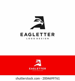 Letter A eagle head logo black vector color and red background