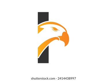 Plantilla vectorial de diseño del logotipo de la cabeza del águila de la letra I. Diseño de logotipo moderno para negocios e identidad de la empresa.