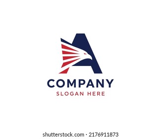 Letter A and eagle head logo stock Vector design