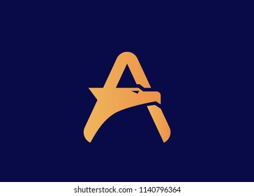 letter A eagle head logo, vector illustration