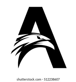 Letter A + Eagle Head Logo Vector - Black version