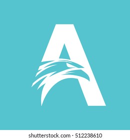 Letter A + Eagle Head Logo Vector - Turquoise Background