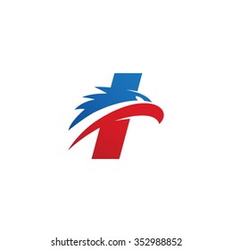 letter I eagle head red blue logo