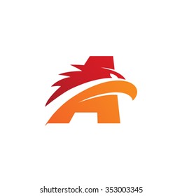 letter A eagle head red orange logo