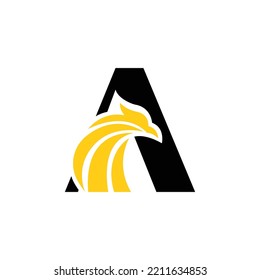 Letter A with eagle logo design. Eagle and letter A logo design