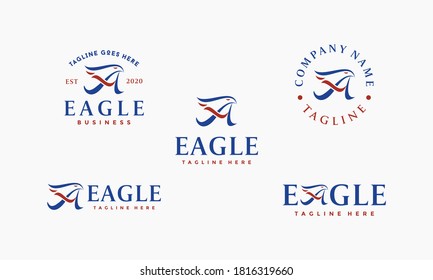 letter A eagle set logo