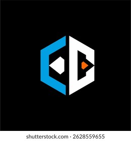 Letra E y hexágono diseño de logotipo con símbolo de diamante.