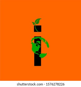 
letter i earth and leaf logo templates