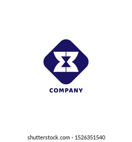 Letter EB Alphabetic Logo Design Template, Initial Logo Concept, Hourglass, Blue Ellipse Background
