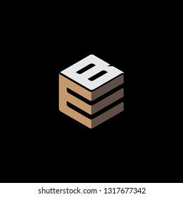 letter EB or BE initial logo hexagon vector 