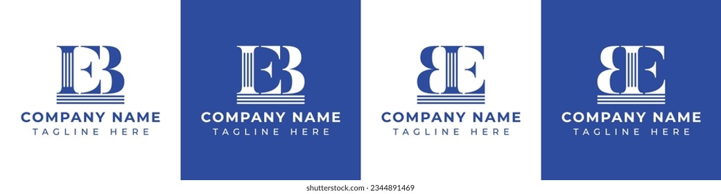 Letter EB and BE Pillar logo, suitable for business with BE or EB related to Pillar.