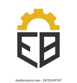 Letra EB Gear Logo Diseño para Centro de Servicio, Reparación, Fábrica, Industrial, Digital y Mecánico