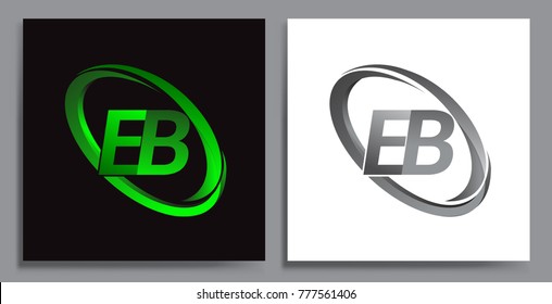 letter EB logotype design for company name colored Green swoosh and grey. vector set logo design for business and company identity.
