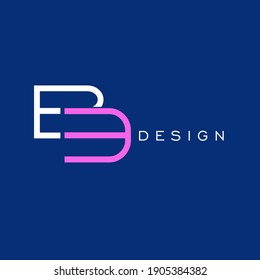 the letter EB. Simple vector logo design on blue background