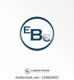 Letter EBC font in cutting circle with horse inside word C image graphic icon logo design abstract concept vector stock. Can be used as a symbol associated with animal or initial