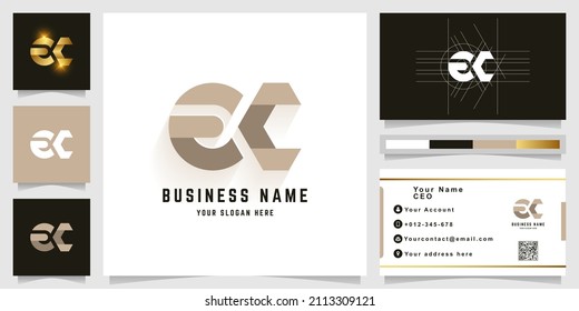 Letter ec or ak monogram logo with business card design