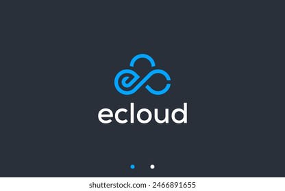 letra ec con nubes logo diseño Vector silueta ilustración