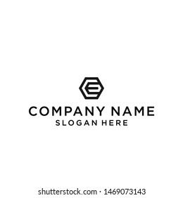 letter ec hexagon logo design vector illustration template