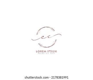 Letter EC Initial handwriting logo with signature and hand drawn style.