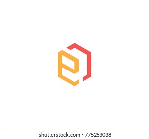 Letter EC logo template. hexagon logo