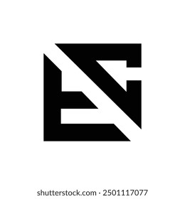 Letter Ec rectangle shape modern flat logo