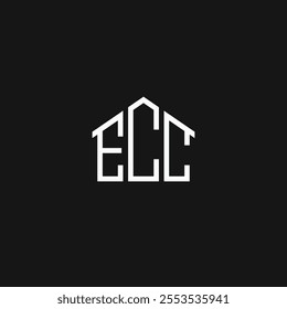 Letter ECC geometric line art house shape logo vector icon illustration