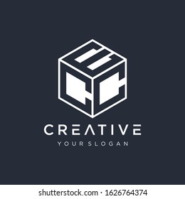 Letter ECC negative space Logo with hexagon concept. Template Illustration Business Company Vector Logo Design. Creative minimalism logotype icon symbol. - VECTOR
