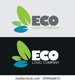 Letter ECO logo design template. Plant abstract in letter design. Green leaf illustration symbol. Natural organic vector icon.