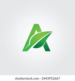 Letter a eco logo design template white background vector graphics 