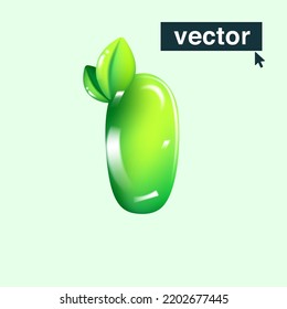 Le escribo un logotipo ecológico con un diseño 3D realista y un estilo de globo de dibujos animados. Ilustración vectorial verde brillante. Perfecto para carteles agrícolas, publicidad vibrante, arte de reciclaje de residuos, envases saludables de alimentos.