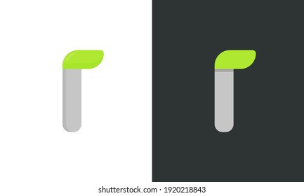 I letter ecology logo. Vector font for bio posters, spa emblem, vegan, herbal and botanical cards etc.