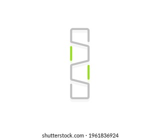 I letter ecology logo. Vector font for bio posters, spa emblem, vegan, herbal and botanical cards etc.    