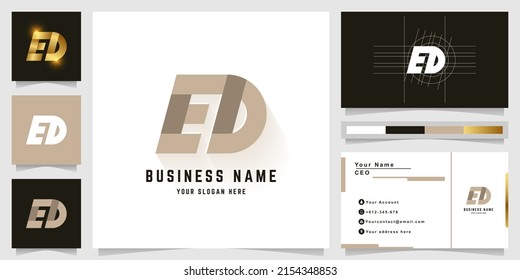 Logotipo de letra ED o Ea monograma con diseño de tarjeta de visita