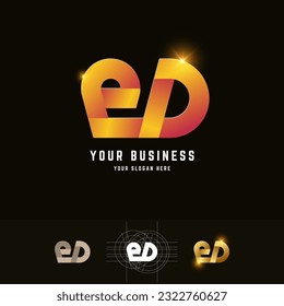 Letter eD or eVD monogram logo with grid method design