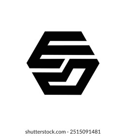 Letter Ed hexagon shape new modern typography logo