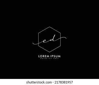 Letter ED Initial handwriting logo with signature and hand drawn style.