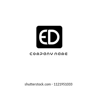 Letter ED Inside Black Square Shape Logo