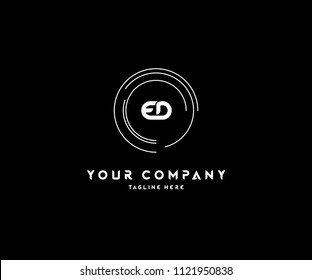 Letter ED linked inside lines circle logo template