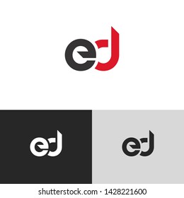 Letter ed linked lowercase logo design template elements. Red letter Isolated on black  background. Suitable for business, consulting group company.
