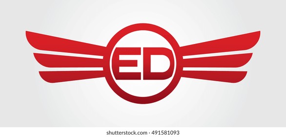 Letter ED Winged Logo Color Red