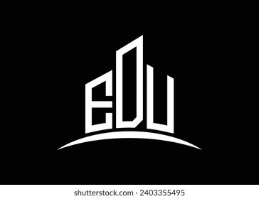 Letter EDU building vector monogram logo design template. Building Shape EDU logo