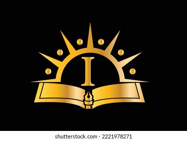 Letter I With Education Logo Book Concept. Training Career Sign, University, Academy Graduation Logo Template Vector Design.