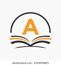 Letter A Education Logo Book Concept. Training Career Sign, University, Academy Graduation Logo Template Design