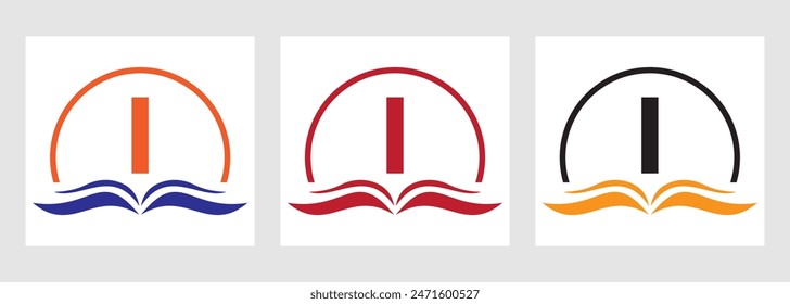 Letra I Educación Logo Book Concept. Formación Carrera, Universidad, Graduación de la Academia Logo Design