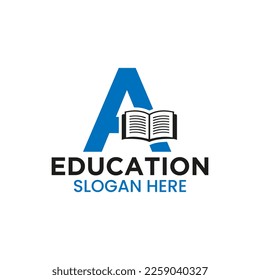 Letter A Education Logo Concept With Open Book Icon Template