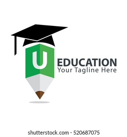 Letter  Education logo concept with pencil and book icon. Design template for education purposes