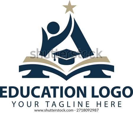 Letter A Education Logo with Graduation Cap and Star Symbol