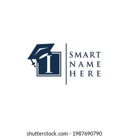 Letter i education logo and icon graduation