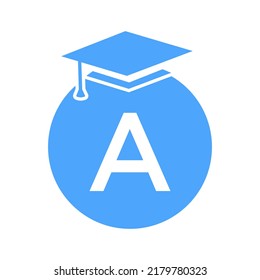 Letter A Education Logo Template. Education Logotype Concept With Educational Graduation Hat