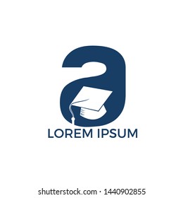 Letter A education logo vector illustration template. Graduation cap with letter A vector logo concept illustration.	
